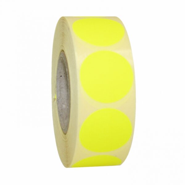 25 mm ronde etiketten fluor geel