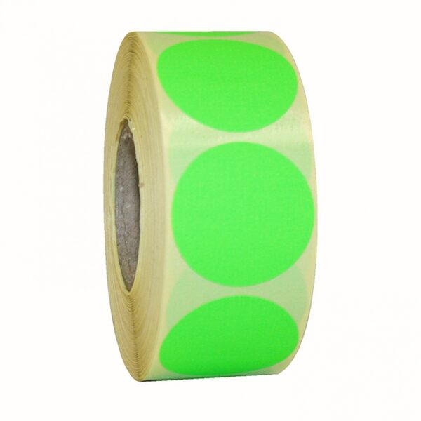 35 mm ronde etiketten fluor groen