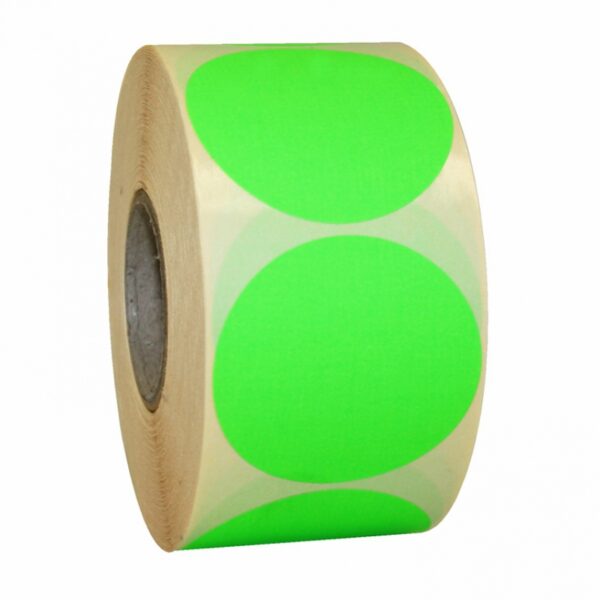 50 mm ronde etiketten fluor groen