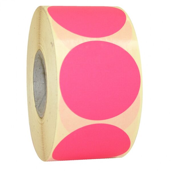 50 mm ronde etiketten fluor rose